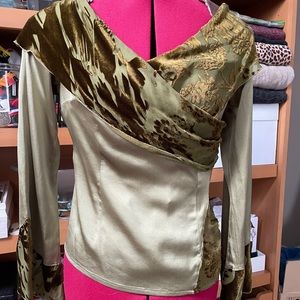 Silk & Burnout Velvet Wrap Top